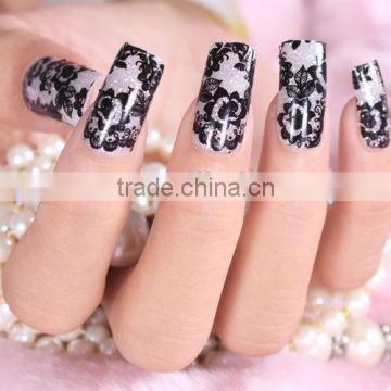 black/white lace nail sticker wholesale Shining Glitter Nail Sticker Nail Wraps