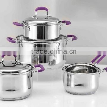 9Pcs stainless steel cookware set pot with silicone handle