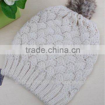 newly knitted winter fashion ladies beanie with crochet flower