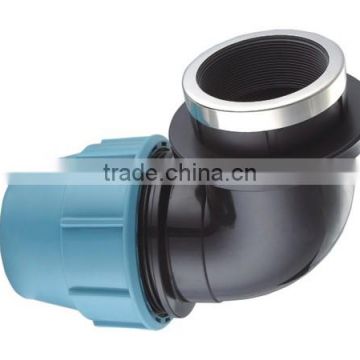 PP Compression Fittings 90 Degree Eblow With Threaded Female Offtake