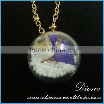 New Real Dried Flower Glass Ball Pendant glass dome pendant necklace