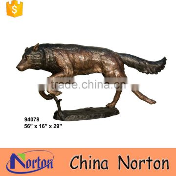 Custom bronze running wolf sculpture forest decor NTBA-W002Y