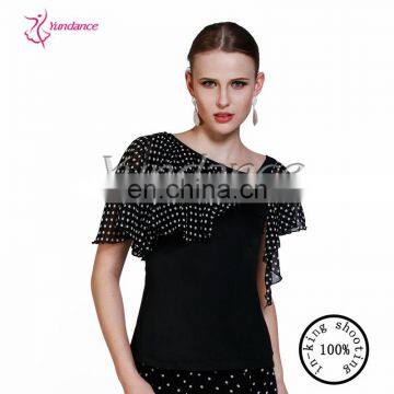 AB022A Chiffon Spot Black professional ballroom dance costumes