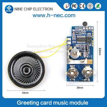 Sound chip with button recording voice module for greeting card