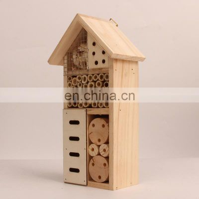 natural wood standing insect hotel wooden insect bamboo bee hives house nesting for bees