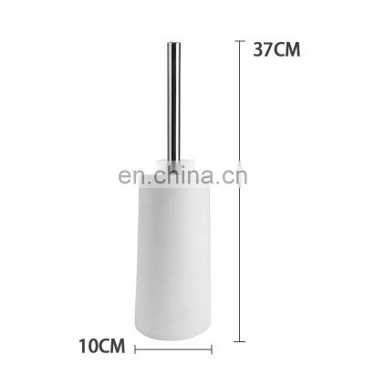2021 Creative replaceable bristle white and black plastic and stainless steel bathroom toilet brush holder with lid