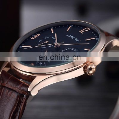 SINOBI Business  Mens Luxury Watch Leather Band Wristwatch Sub-dials Wrist Watch Quartz Watches S9546G Montre