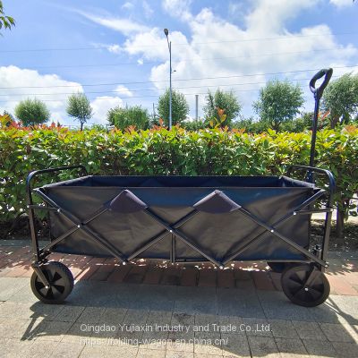 Extended Capacity Folding Wagon Four Big PVC Wheels Collapsible picnic camping Cart