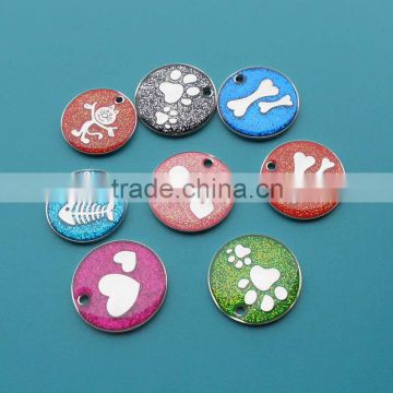 wholesale glitter powder bling pet tags for dog/cat/animals