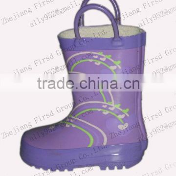 2013 kids' purple rubber boots with handle design
