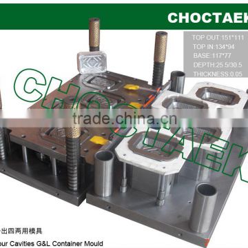Four-cavities G & L container mould