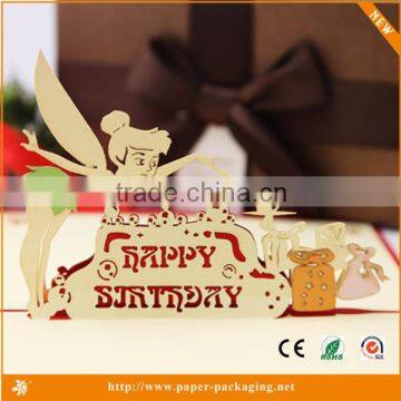 little girl image happy birthday card handmade printing