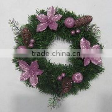 30cm Pine Needle with Glitter Wreath, 2016 Xmas Wreath Decoration