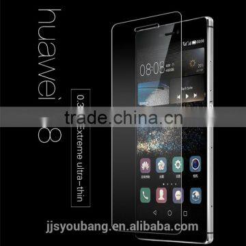 100% imported glass 0.3mm 2.5D edge Smooth touch Anti-fingerprint glass screen protector for Huawei P8