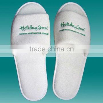 Open toe velvet hotel slippers/ spa slippers/white slippers for hotel