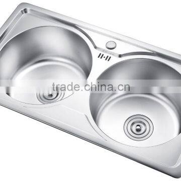 SC-209 Modern design European style double bowl stainless steel sink with brainboard