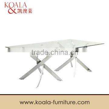 Dining Table,Stainless Steel legs with Glass Design Dining Table A301#