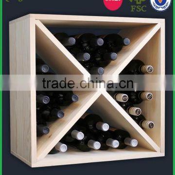eco friendly FSC pine wood red wine cube rack ,wooden cube wine rack
