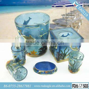 Ocean world square transparent bath accessories sets