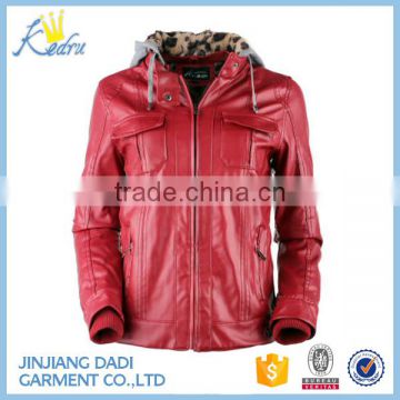 Grey Hooded Windbreaker Jacket Waterproof Jacket PU leather Jacket