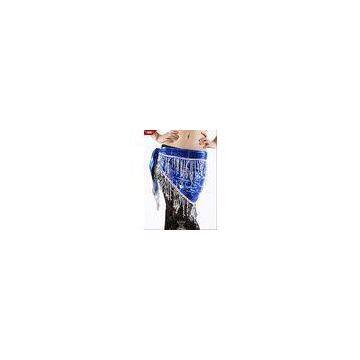 Royal Blue Plus Size Belly Dancing Hip Scarves With Fimbriate Tiny Paillette