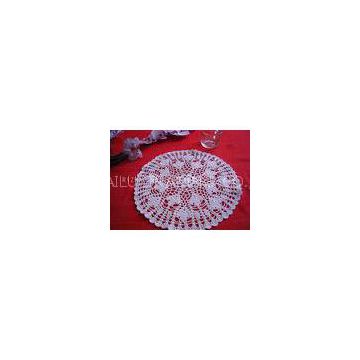 Leaves Pattern Hollow Out Crochet Floor Rug , Round White Knitted Doilies