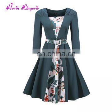 New Style long sleeves waist stitching cloths women office custom made dress