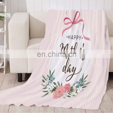 Mother's Day Warm Soft Flannel Fuzzy Throw Blanket Mom Gift Birthday Celebrate Flowers Greeting Decorative Blankets for Adults