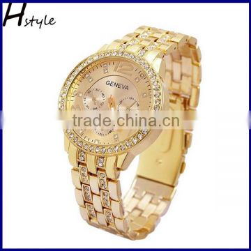 GENEVA Metal Classic Boyfriend Designer Chronograph Style Ladies Watches Gold WP016                        
                                                Quality Choice