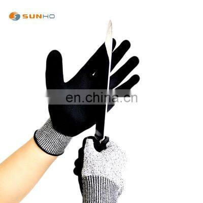 Gloves anti cut Anti cutting level C nitrile sandy finished ANSI level 3 gloves