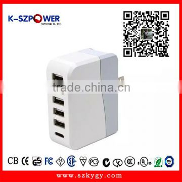 2016 G-series25W K- 0549005V 4.9A 4 portstravel charger UL/CE