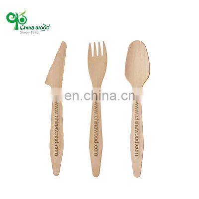 Yada Manufacturer Ecofriendly Cutlery 185mm Disposable Birch Dessert Wooden Knives Forks Spoons Degradable Tableware