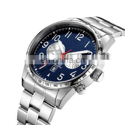 Private Label Relojes Hombre Stainless Steel Quartz Watch Herren Uhr Brand Chronograph Luxury Watches Men