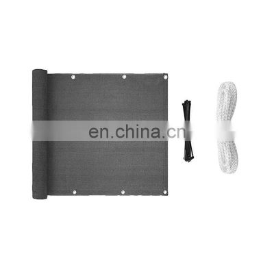 Wind-Proof  Dark Grey 180g/m2 75cmx6m HDPE Privacy Balcony Cover Screen With Cable Ties & Ropes