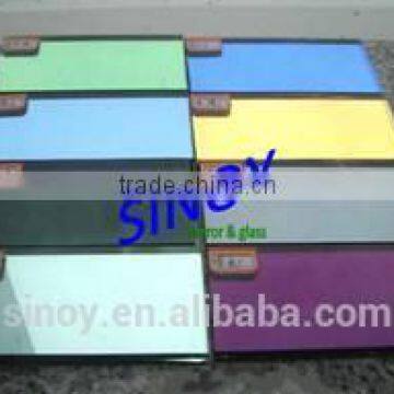 Decorative blue colored mirror glass, blue tinted mirror glass