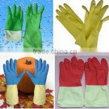Comfortable double colors latex rubber household glove