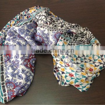customized machine flat bed printed pure silk lady scarf