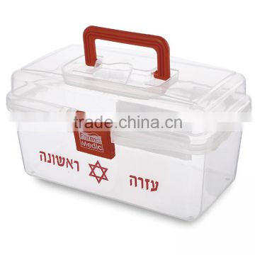 mini pp plastic empty first aid kit box with lock and handle