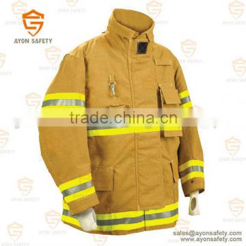 PBI yellow safety fire fighter clothing with3m reflective stripe Aramid material EN 469 standard-Ayonsafety