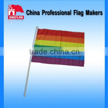 Gay Pride Rainbow hand held waving stick flag