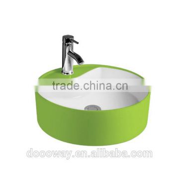 Green color ceramics art basin for bathroom