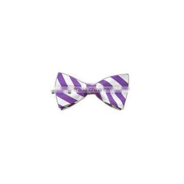 Plum Twill White Stripe Bow Ties