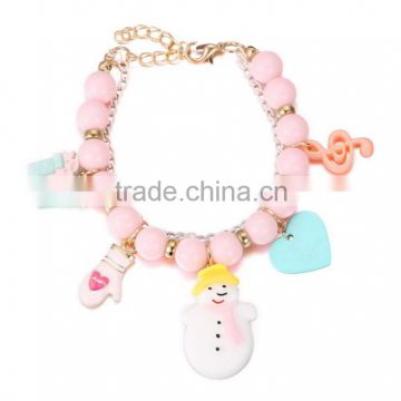 2016 new fashion korean style export japan Christmas snowman pendant bangle jewelry lovely pink kids bracelet