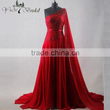 2016 Luxury Beading Red Evening Dresses Backless Chiffon Crystal Long Formal Bridal Evening Gowns QY-1206