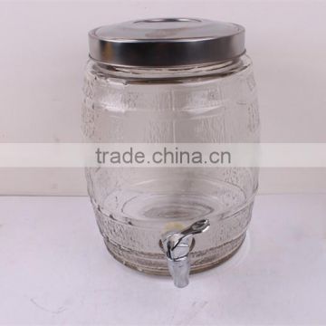 transparent glass barrel with faucet