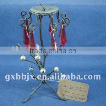 Red pearl black wire tree-shaped decorative candelabras craft