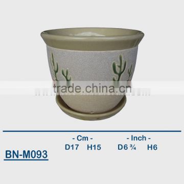 Vietnamese Ceramic Sandblasting Mini Flower Pot BN-M093