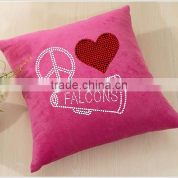 Cheer love falcons heat transfer rhinestones cushion / pillow case