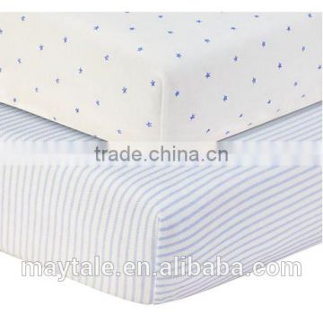 100% cotton percale printed fitted cot bed sheet