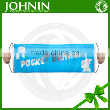 hand retractable Various Colors and Designs PE/PVC Scrolling/Foldable Fan Banner